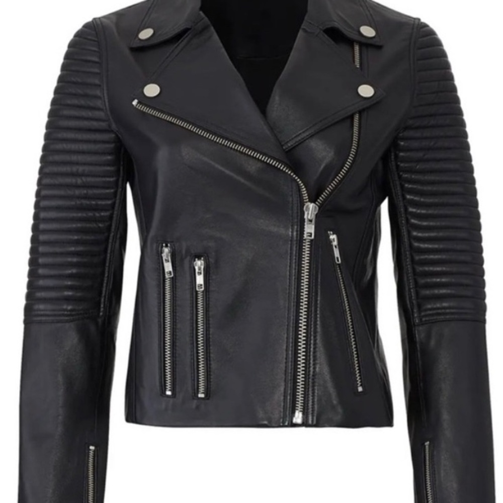 Samantha Sipos New York Leather Jacket Eggplant Purple M